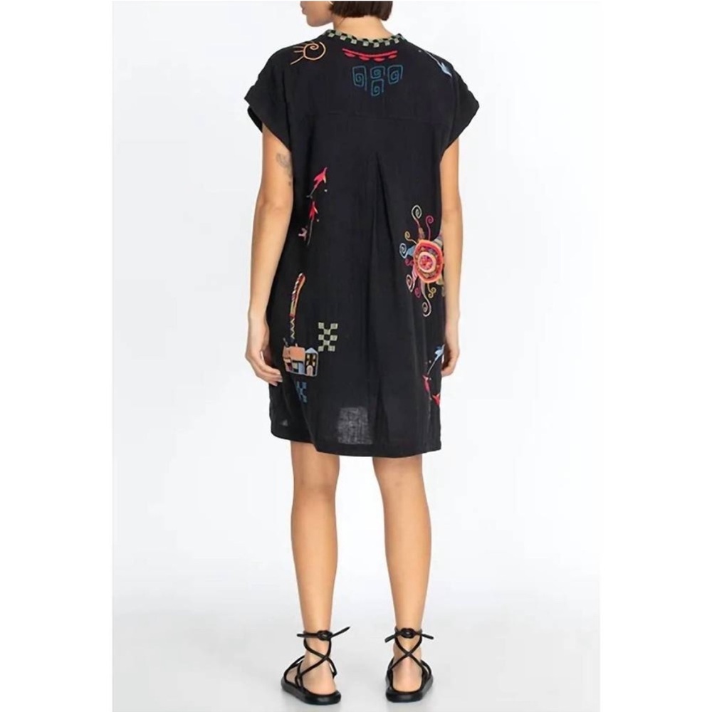 JOHNNY WAS Cartagena Cotton Dress Black Gauzy Dress Embroidered XS - Picture 4 of 9